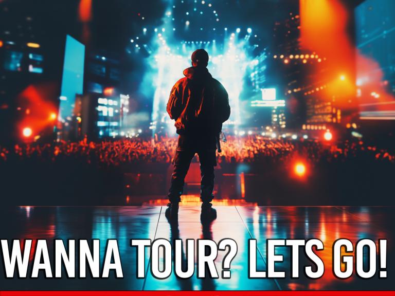 Independent music artist preparing to perform live on stage, representing the journey to becoming tour-ready and building a successful music brand